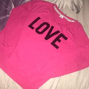 💗PINK LOVE Velvet Letter Cheetah Crew Neck